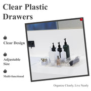 25PCS Clear Plastic Drawer Organizer Set 4 Sizes Desk Drawer Dividers Storage