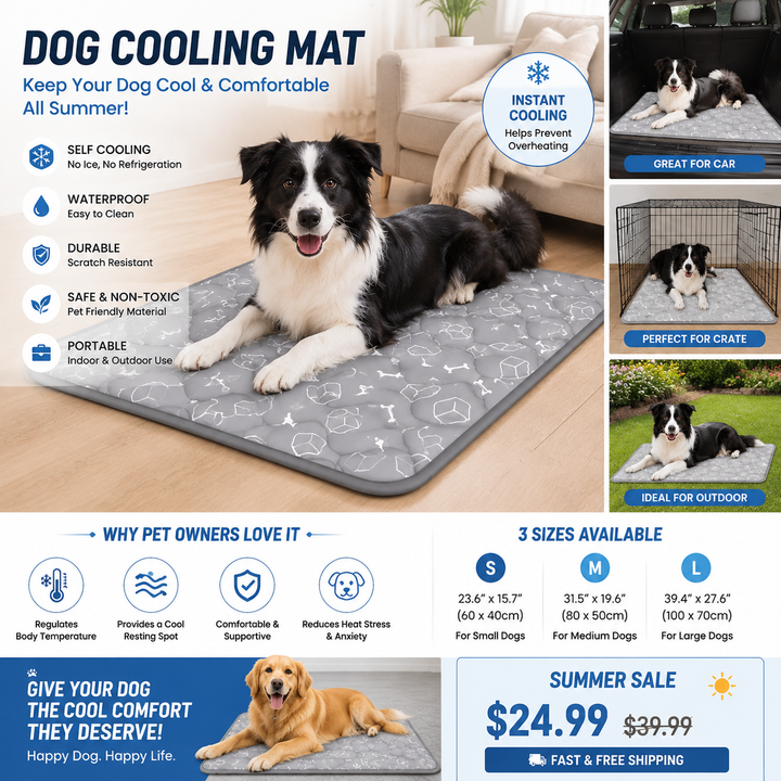 Dog Cooling Mat Self Cooling Pad for Dogs, Pet Cooling Bed for Summer Heat